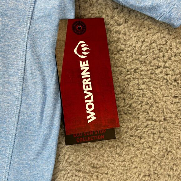 Wolverine Brand Adult Medium Blue Poly Blend Short Sleeve Shirt - Picture 4 of 12